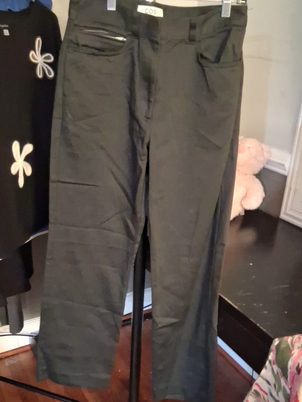 COS Black Straight-Leg Men's Pants with Zip Pocket